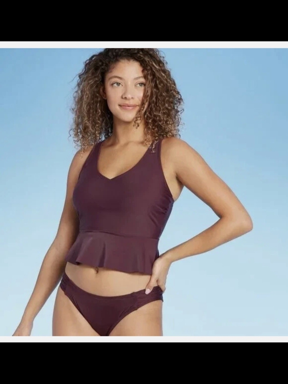 Peplum Tank Swimtop  - Deep Plum